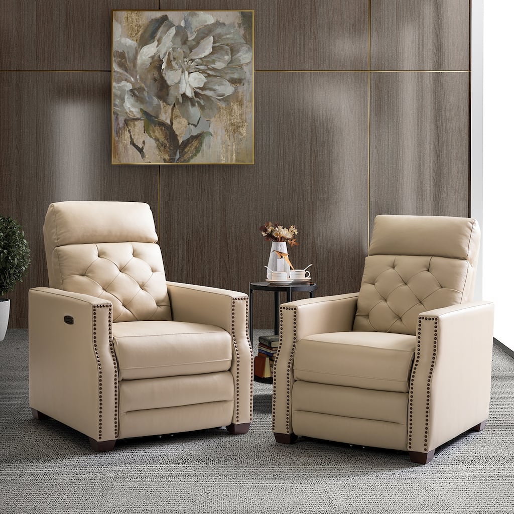 Alina 31.50"Wide Genuine Leather Power Recliner with USB Port, Set of 2