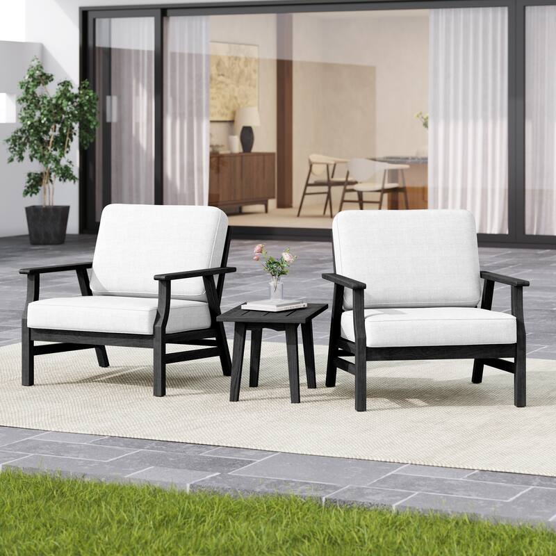 3-piece Cushioned Outdoor Club Chiars With Side Table
