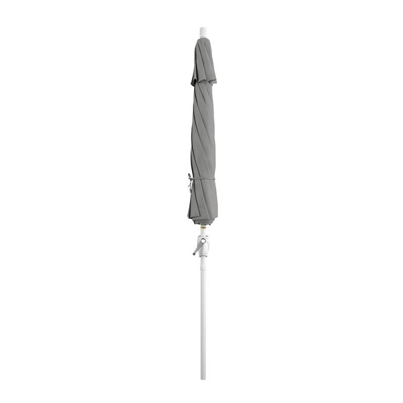 California Umbrella 9' Round Crank Lift Push Button Tilt White Aluminum Patio Umbrella Sunbrella