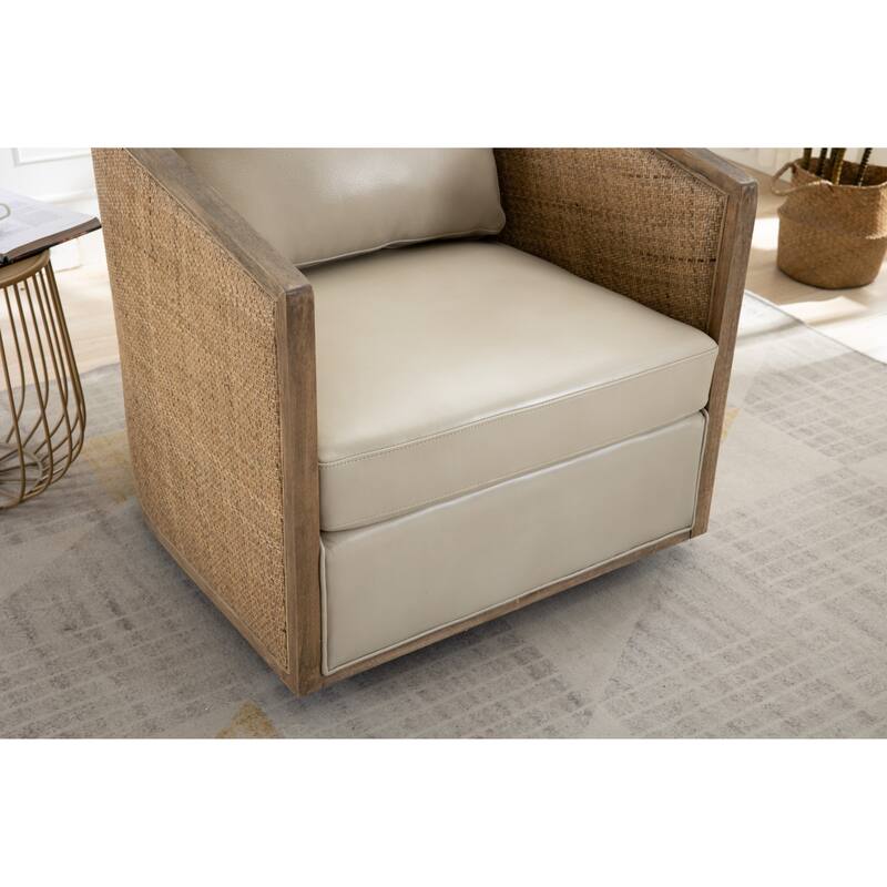 360 Degree Swivel Upholstered Accent Barrel Arm Chair