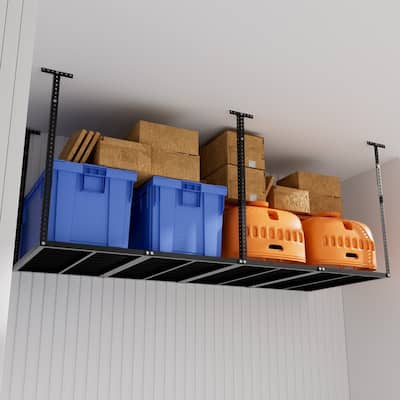 Overhead Garage Storage Rack, Heavy Duty Adjustable Ceiling Mounted Storage Racks, 750LBS Weight Capacity, Black