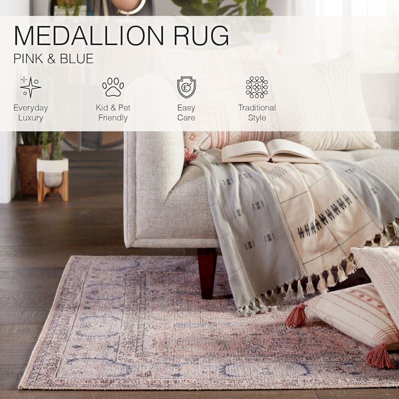 Kadin Machine Washable Medallion Area Rug