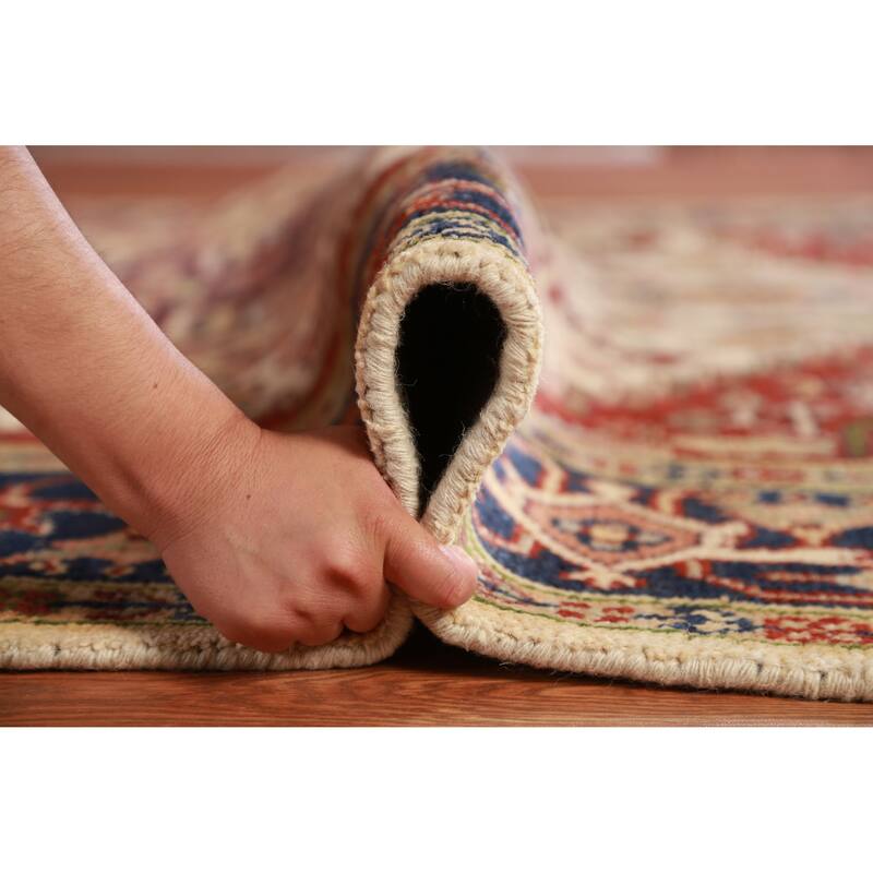 Hand Knotted Oriental 100% Wool Carpet Traditional Medallion Beige & Ivories Heriz (serapi) Area Rug - 9' 10'' X 7' 11''