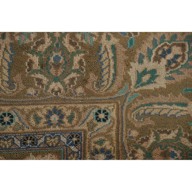 Hand Knotted Oriental 100% Wool Carpet Traditional Floral Coral Mashad Area Rug - 12' 11'' X 9' 6''