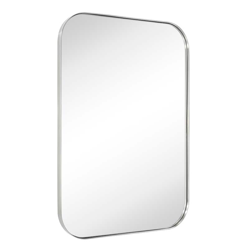TEHOME Mid-Century Modern Chic Metal Rounded Wall Mirrors - 22'' x 30'' - Brushed Nickel