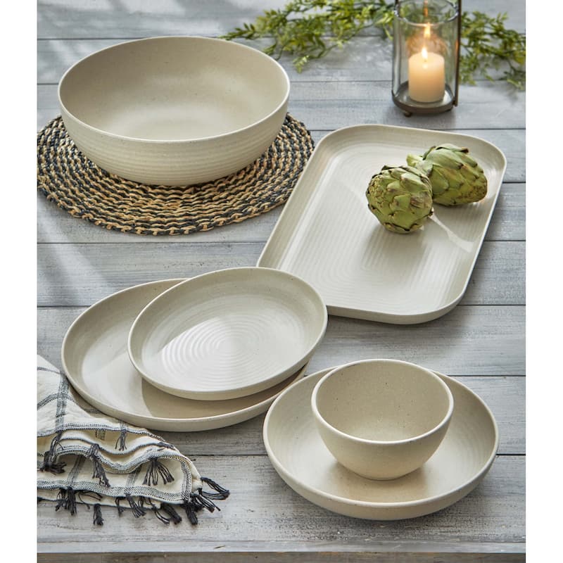 Cream Brooklyn Melamine Plastic Dinning Serving Platter Dishwasher Safe Indoor/Outdoor 17x10 inch Serving Platter - Beige