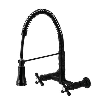 Heritage Two-Handle Wall-Mount Pull-Down Sprayer Kitchen Faucet