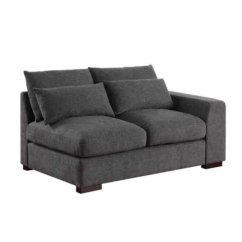 Linen Blend Sectional with 2 Ottomans