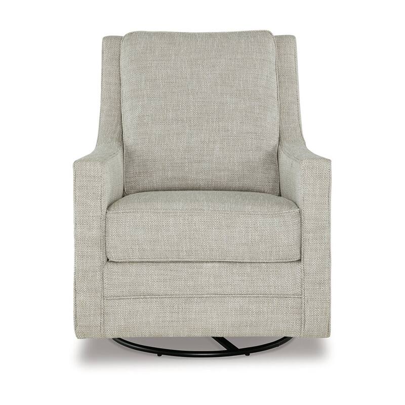 Kria 37 Inch Swivel Accent Armchair, Slope Arms, Gray Polyester Upholstery