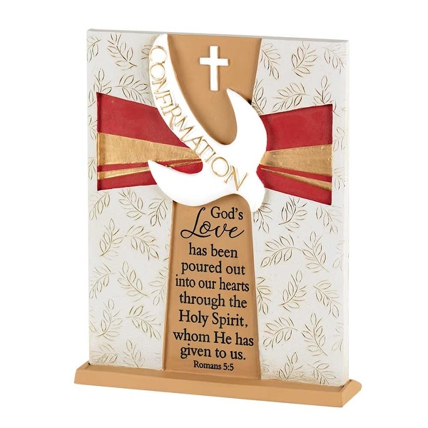 7.5" Red and Brown Religious Quotes Accented Tabletop Plaque - N/A