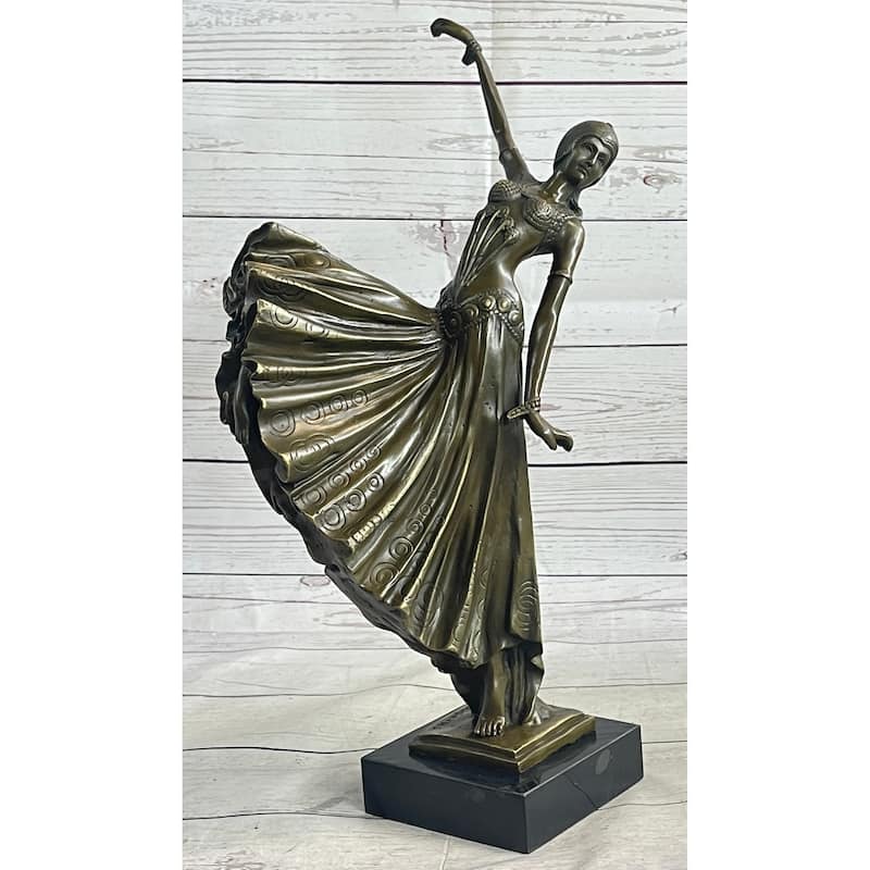 Hand Made Bronze Sculpture After Chiparus Chorus Dancer Signed Figurine Figure
