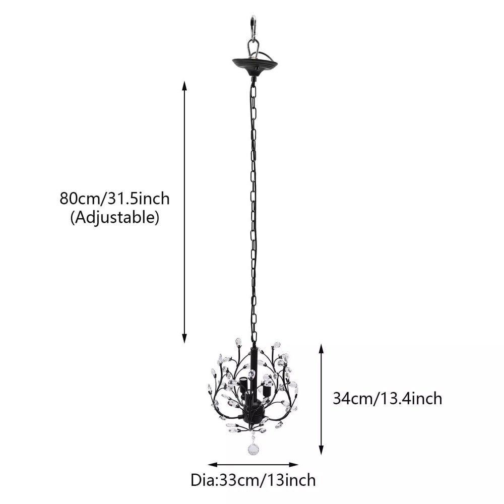 Elegant Crystal Glass Chandelier Pendant Ceiling Fixture 3 Light