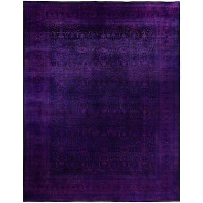 Overdyed One-of-a-Kind Hand-Knotted Area Rug - Purple - 12' 3" x 15' 4"