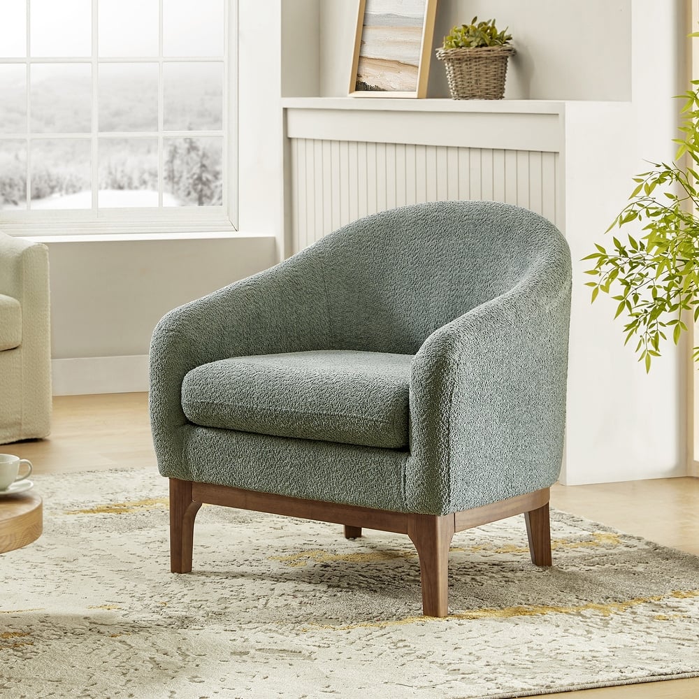 Joseph Modern Boucle Solid Wood Armchair Chair By HULALA HOME