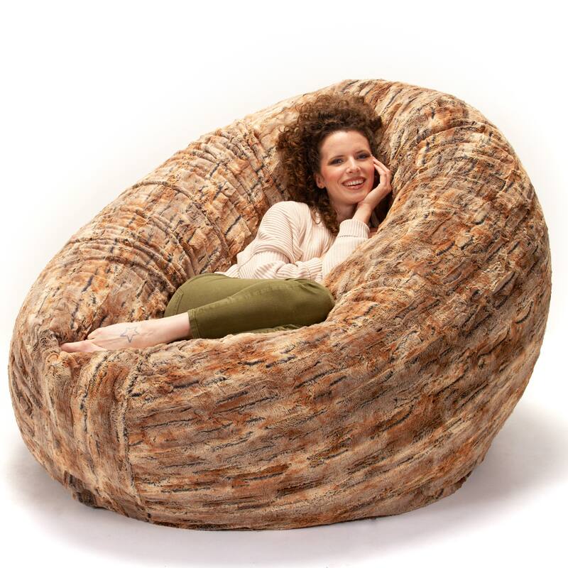 Jaxx Faux-Fur 6 Ft Giant Cocoon Bean Bag Sofa For Adults