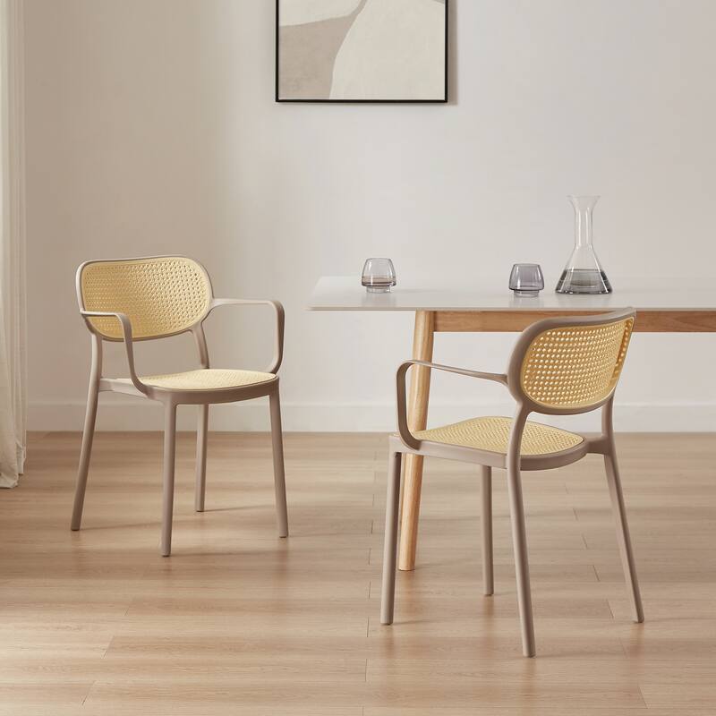 Art Leon Set of 2 Modern Stackable Indoor or Outdoor Dining Chair