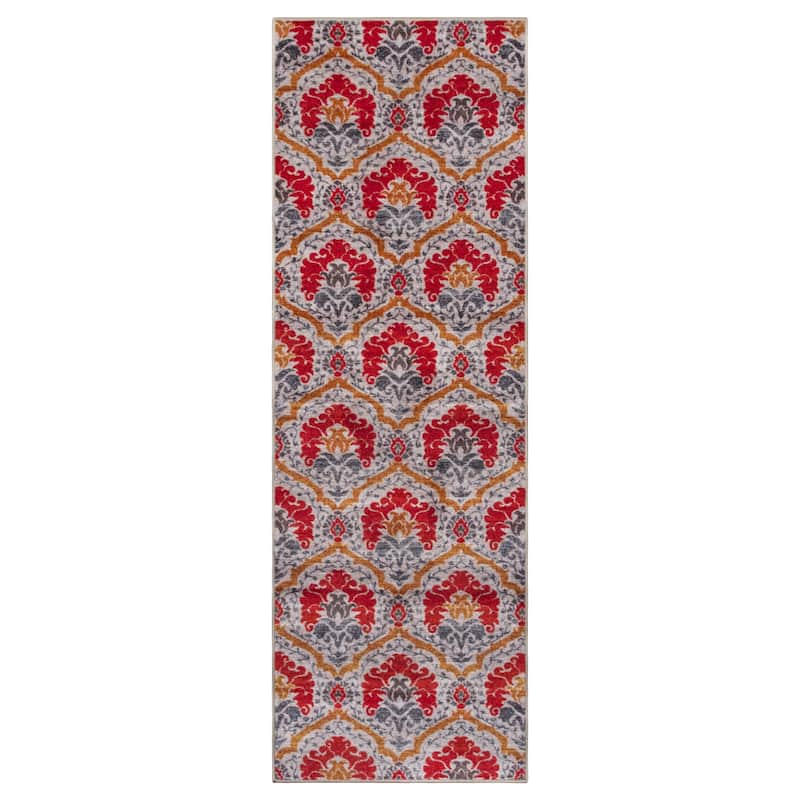 Superior Chloe Floral Damask Non-Slip Washable Indoor Runner or Area Rug