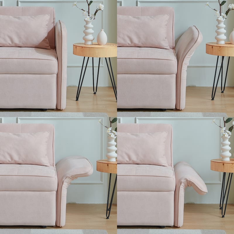 Chenille fabric pull-out sofa bed with adjustable armrests