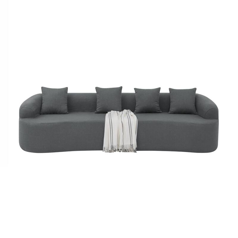 Curved Modular Sectional Sofa in Lamb's Wool Fabric, Modern Minimalist Style, Compressed (No Assembly Required)