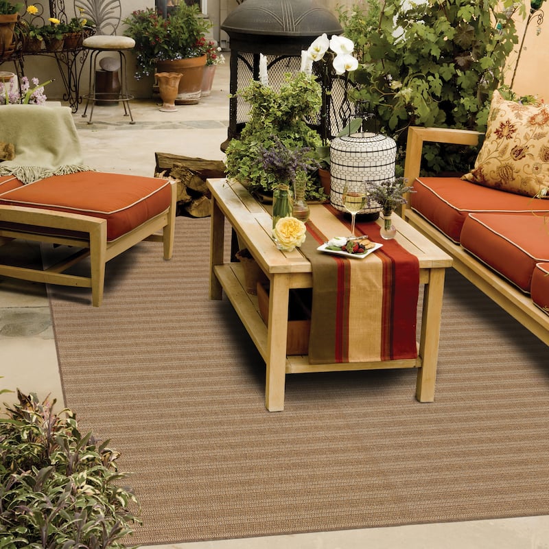 Style Haven Veranda Woven Tonal Striped Indoor-Outdoor Brown Area Rug - 1'9" x 3'9" - Brown/Light Brown