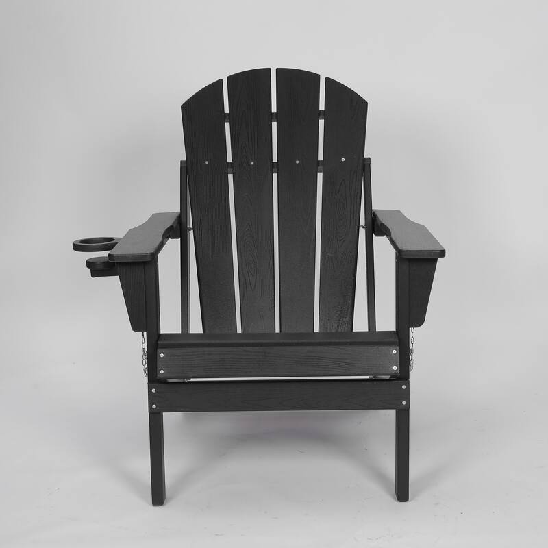 HDPE Folding Adirondack Chair with Dual Cup Holder - Composite Adirondack Chair with Wood Texture