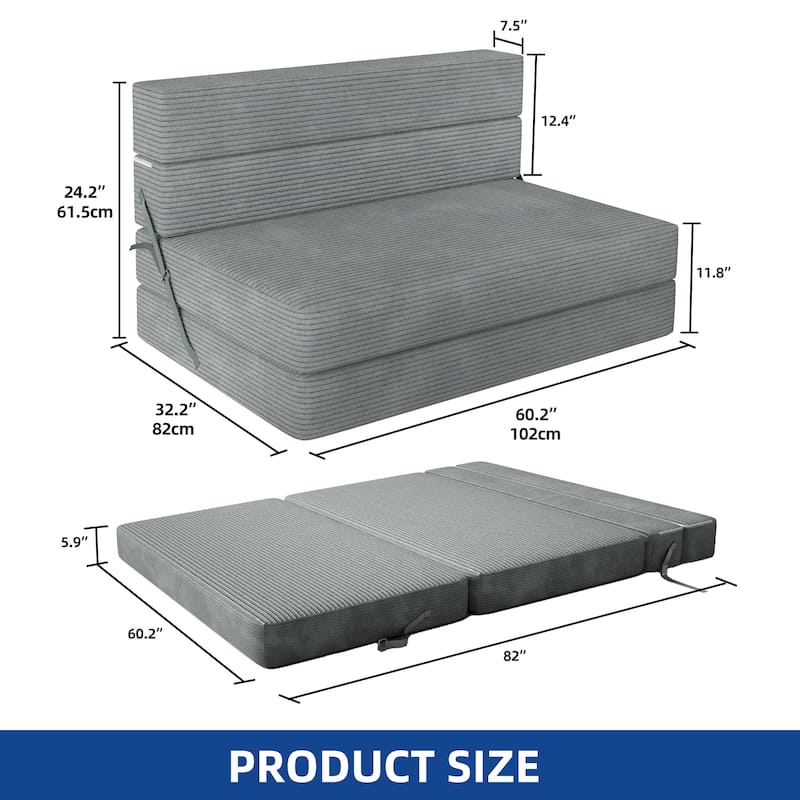 Moasis Convertible Folding Sofa Bed, Corduroy Fabric Fold Out Sleeper Chair