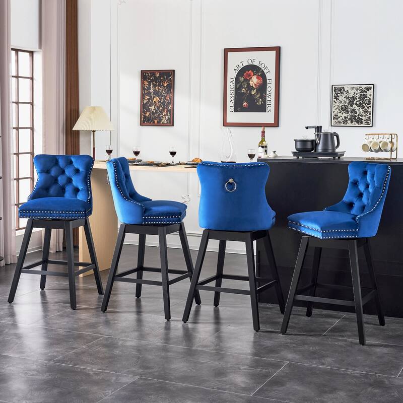 26"/30" Velvet Upholstered Swivel Counter or Bar Height Stools