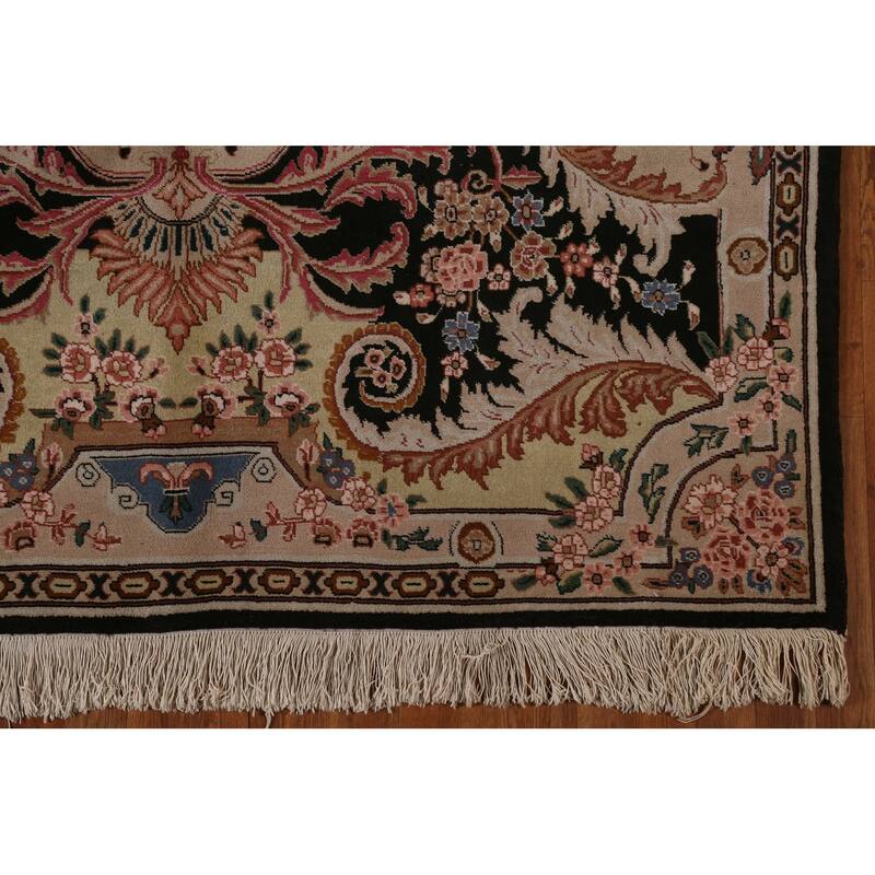 Hand Knotted Oriental 100% Wool Carpet Traditional Floral Brown Aubusson Area Rug - 8' 10'' X 6' 5''