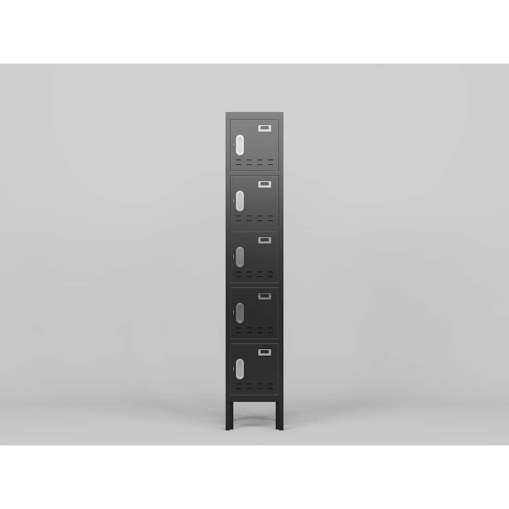 5 Door Tall Single Shelf Metal Storage Cabinet - Vintage Style Storage Cabinet - Industrial Furniture