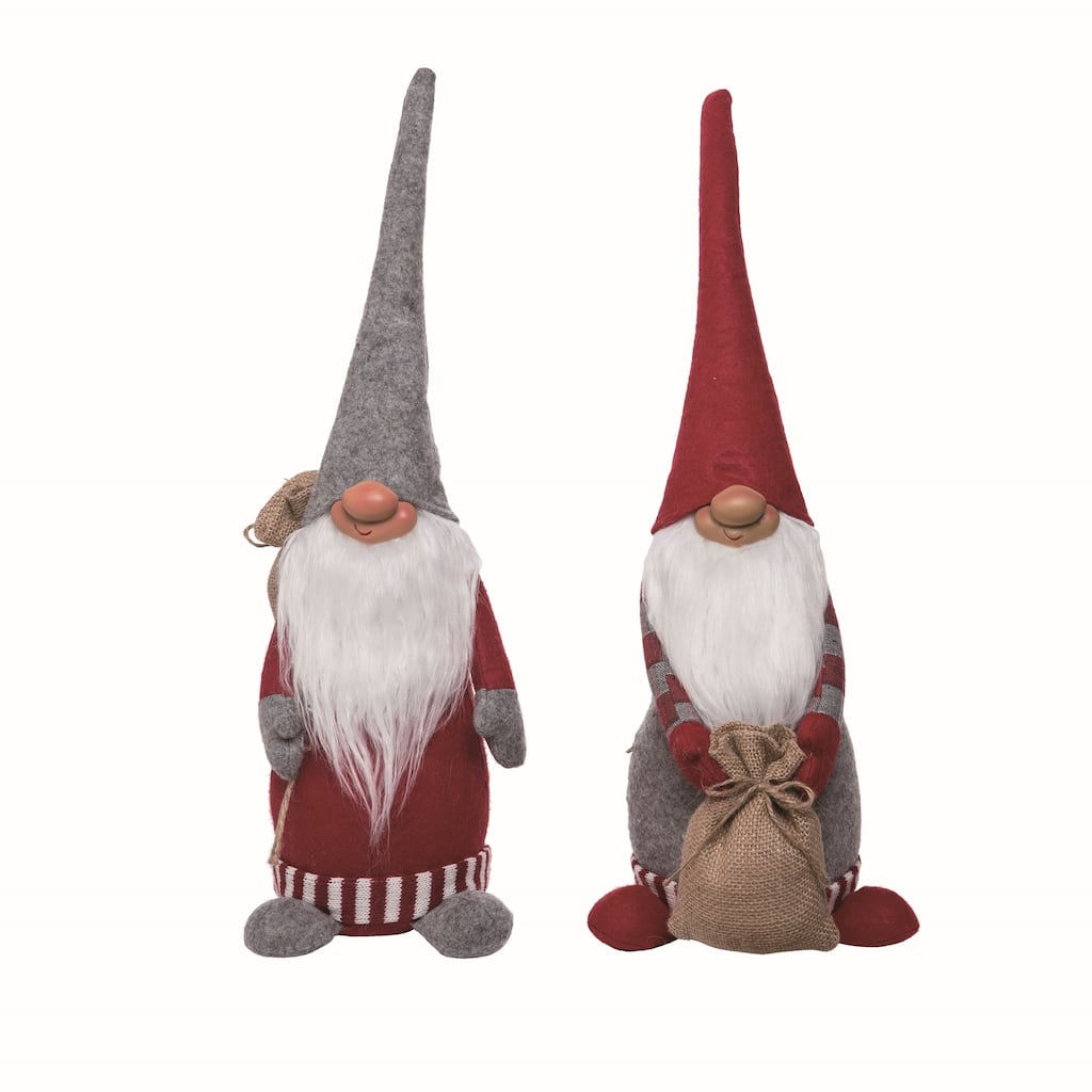 Transpac Plush Gnome w/Sack Set of 2 Christmas Home Decorations