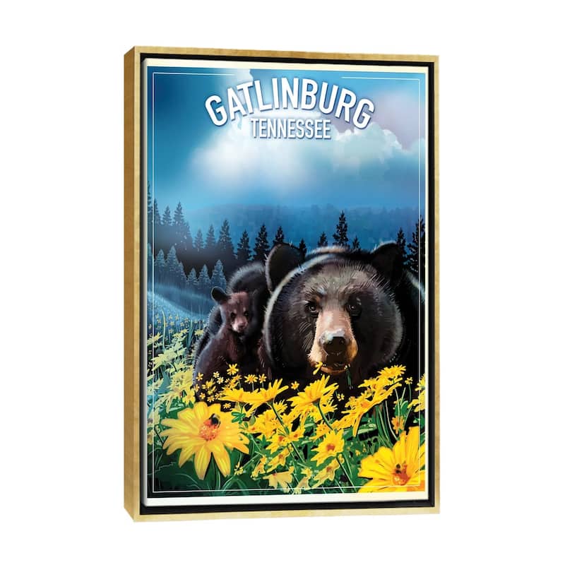 iCanvas "Gatlinburg, Tennessee" by Old Red Truck Framed Canvas Print - Gold - 26x18