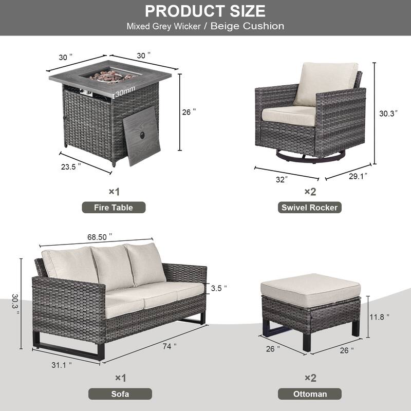 Gymojoy Outdoor Fire Pit Conversation Set, Patio Furniture with Cushions