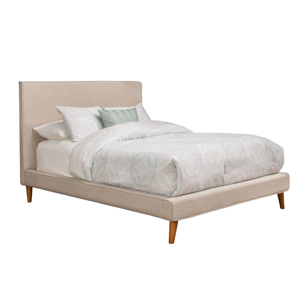 Alpine Britney Light Grey Upholstered Platform Bed
