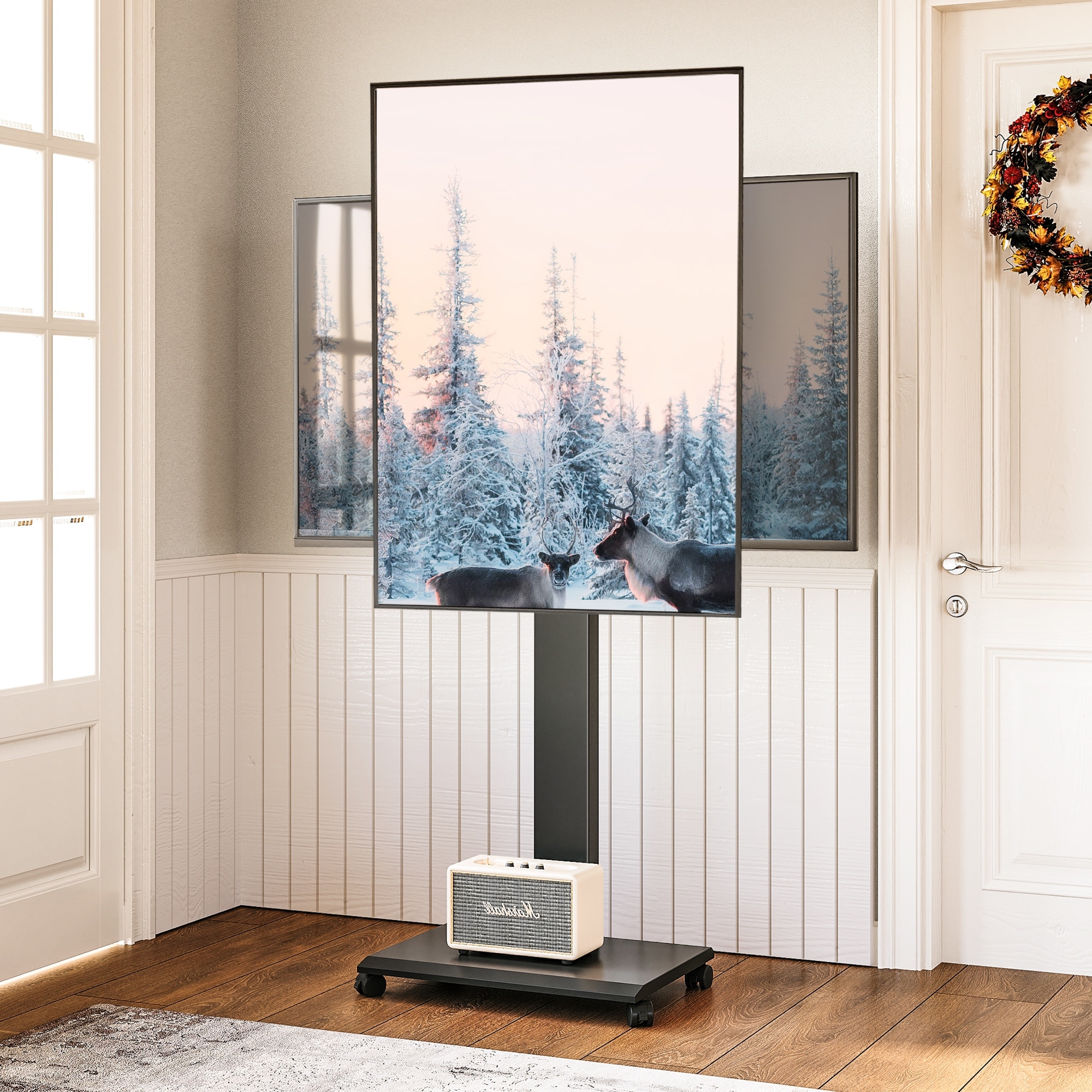 FITUEYES Rolling TV Stand for 32-75 Inch TVs,Horizontal and Vertical Swivel