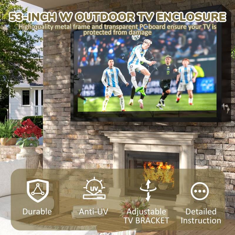 VEIKOUS 43" Outdoor TV Enclosure Weatherproof, Full Motion TV Bracket, All-Weather Protection