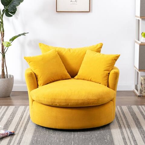 Round Swivel Barrel Armchair with Pillows