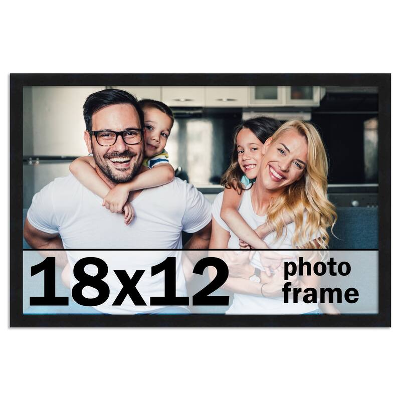 18x12 Frame Black Solid Wood Picture Frame | 0.75 Inch Moulding Width