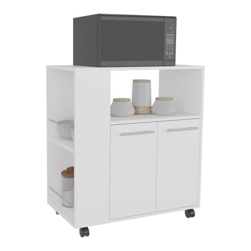 Kitchen Cart, 2 Doors, 3 Shelves, 4 Wheels