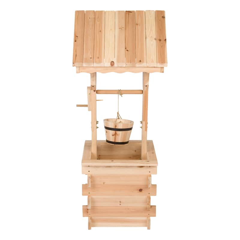 Rustic Charm Garden Centerpiece 4-Foot Wooden Wishing Well Planter