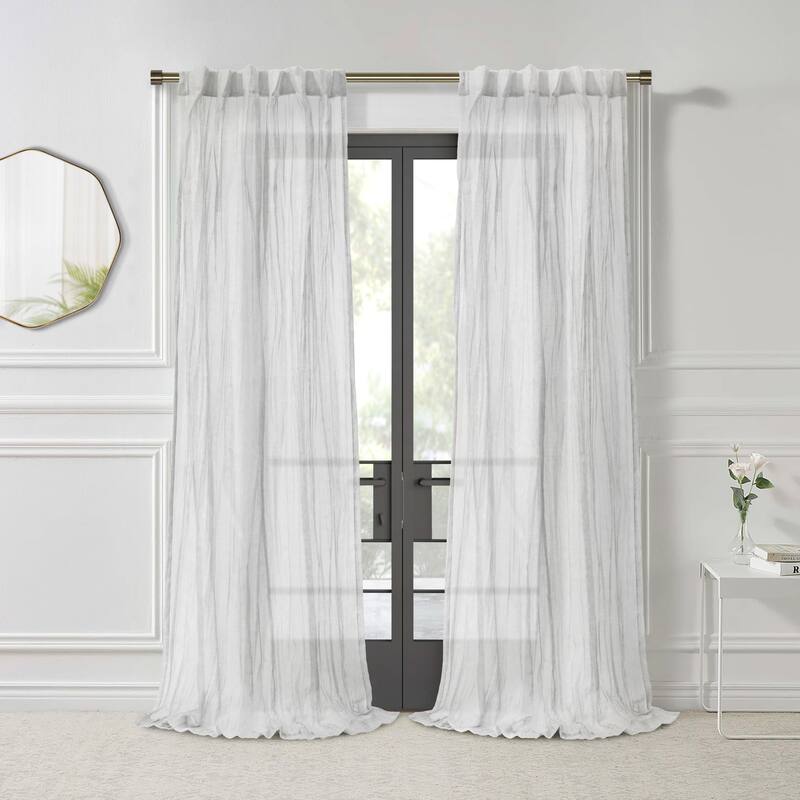 Paloma Sheer Dual Header Curtain Panel - 52" x 84" - White