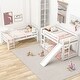 preview thumbnail 2 of 4, White Twin Pine Wood Triple Bunk Bed with Built-in Ladders, Slide, and Adjustable Configuration
