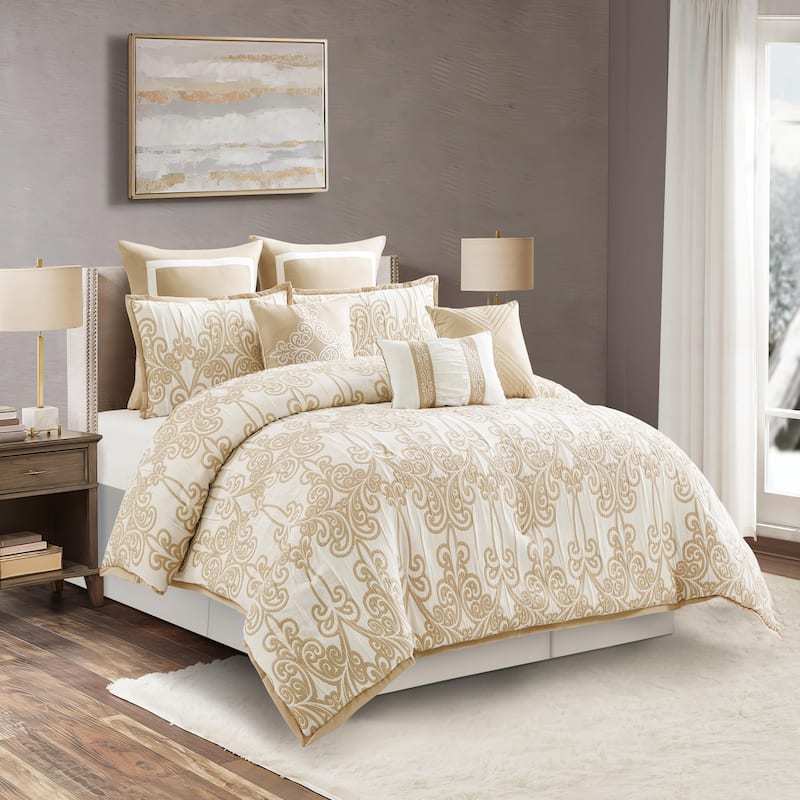 Nanshing Angelique 9 Piece Traditional Scroll Comforter Ste