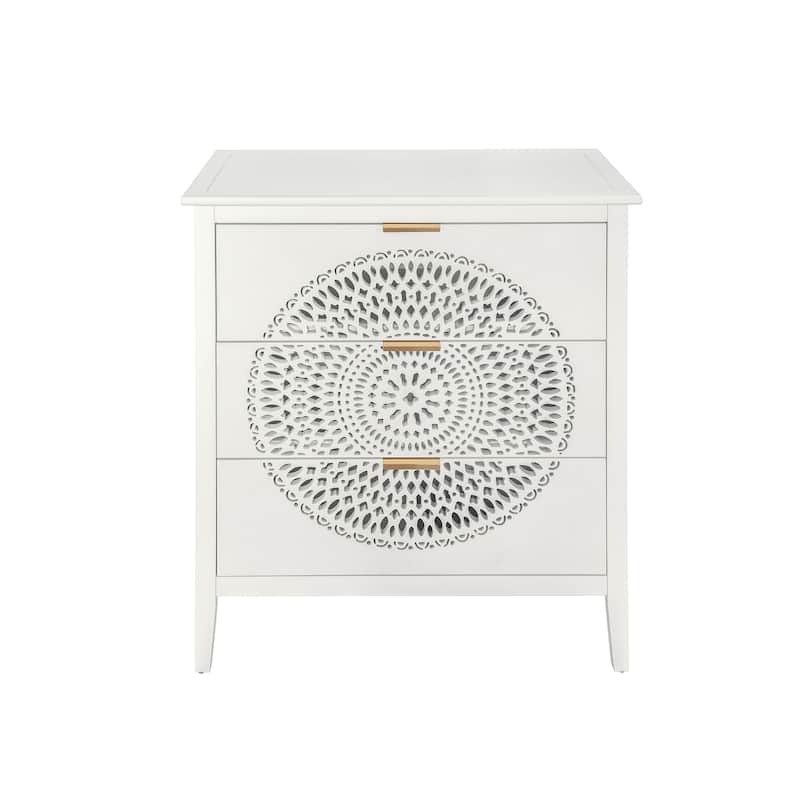 3 Drawer Dresser Storage Chest with Metal Handles
