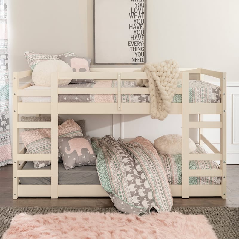 Walker Edison Browning Solid Wood Twin Size Low Bunk Bed