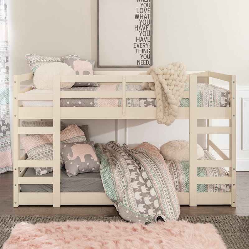 Middlebrook Browning Solid Wood Twin Size Low Bunk Bed - Off White