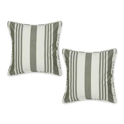 Black Bold Chambray Stripe Recycled Cotton Pillow Cover 18x18 (Set of 2)