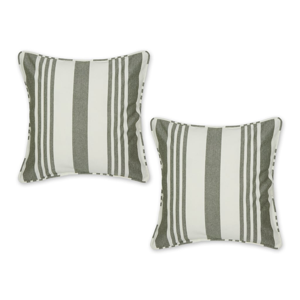 Black Bold Chambray Stripe Recycled Cotton Pillow Cover 18x18 (Set of 2)