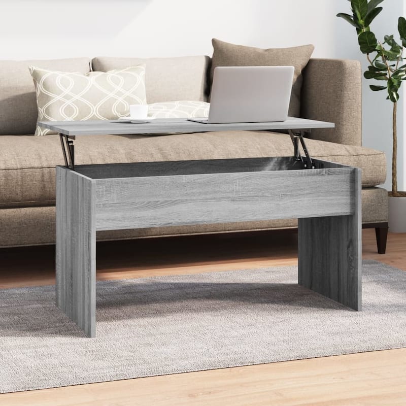 vidaXL Coffee Table Lift Top End Table Accent Side Sofa Table Engineered Wood - 40.2" x 19.9" x 20.7" - Gray sonoma