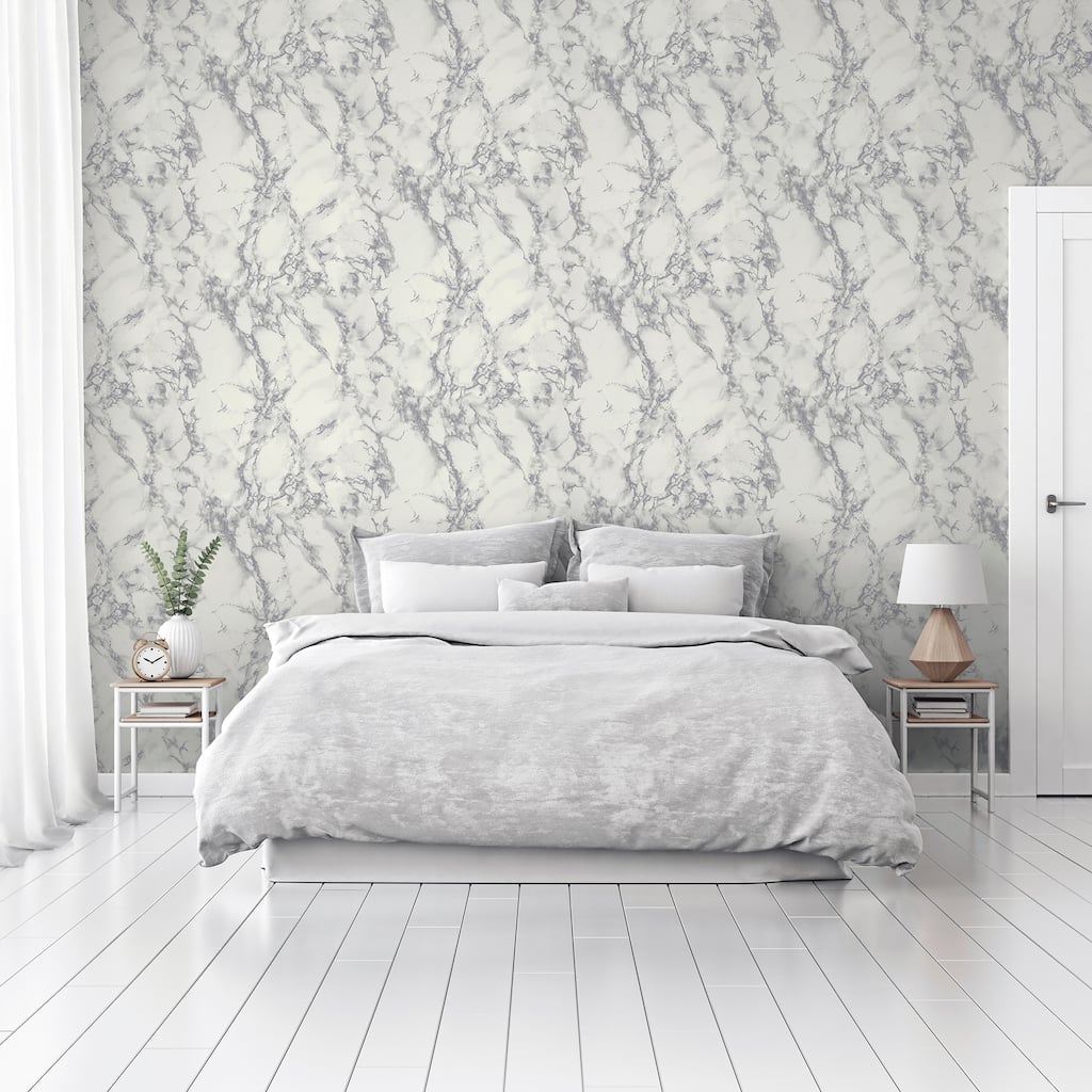 Arthouse Carrara Marble Silver Wallpaper
