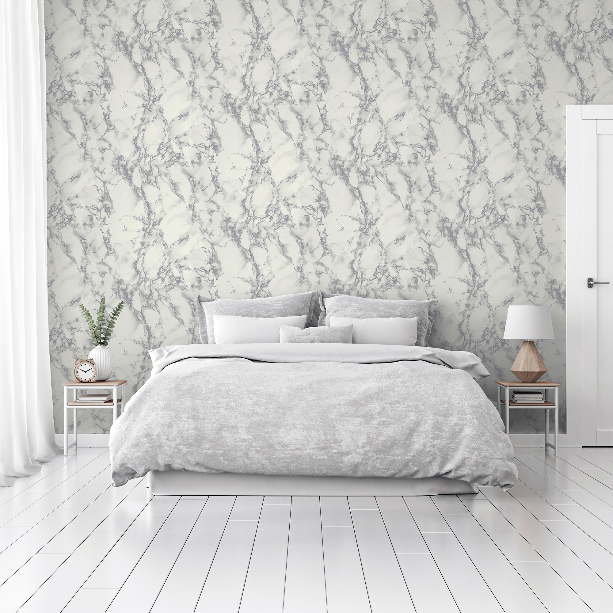 Arthouse Siward White Metallic Marble Wallpaper